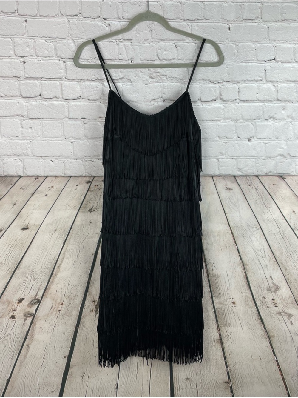 Vintage Cheryl Creations Size Large Black Flapper Fringe Dress